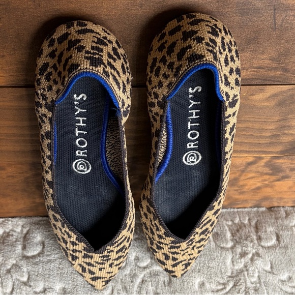 Rothy’s The Point Leopard Womens 8 Pointed Toe Ballet Flats Brown Animal Print - Picture 10 of 14